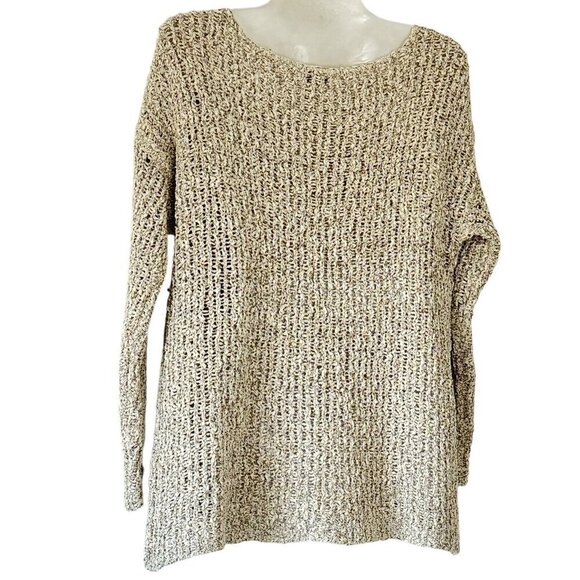Joie Esther Textural Open Stitch Pullover Sweater Cream Grey Color Oversized XS - Picture 4 of 7